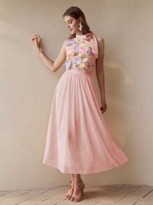 MOTF PREMIUM Falda fluida fruncida - Rosa - Ver 3