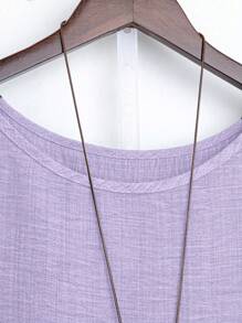 Blusa ampia casual da donna taglie forti, a tinta unita, con collo rotondo e spalle scoperte
