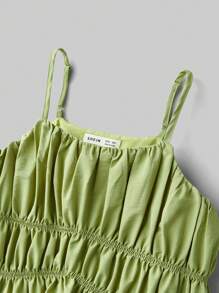 Ontre Lockeres, lässiges, strukturiertes Camisole Kleid für Tween-Mädchen - Aprikosenfarben - Übersicht 3