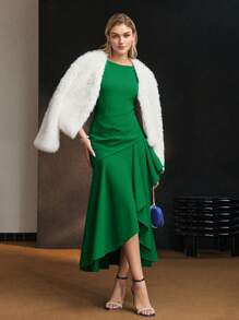 MOTF Soiréza 褶皱不对称下摆连衣裙