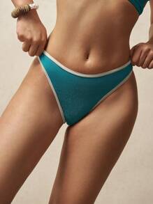 VARSIVA Women's Summer Vacation Contrast Color Bikini Bottom - Green - View 2