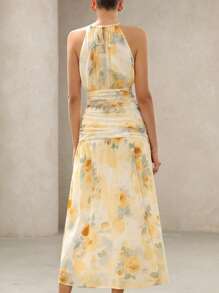 Aveloria Rosie 度假百搭浪漫优雅花卉垂坠不对称无袖连衣裙性感露背波西米亚风海滩时尚夏季