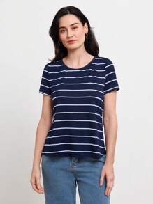 Miaspire Top de rayas de manga corta