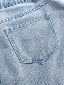 SHEIN MOD 女士牛仔修身迷你褶裙，夏季，文艺复兴博览会，复活节裙子，音乐会，伊比沙岛，节日，毕业裙，早午餐，樱桃牛仔裙 - 淺色水洗藍 - 查看 4