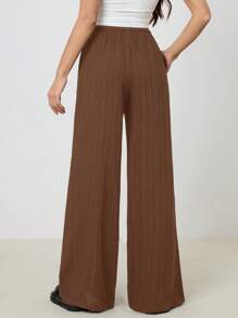 SHEIN Tall 女式双面腰带休闲裤 - 棕色 - 查看 2