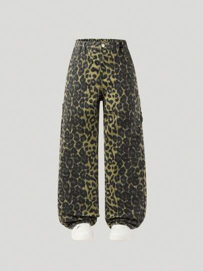 Tween Boy Casual Preppy Daily Black Wash Helt elastisk midja Platta fickor Raka jeans