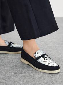 CUCCOO BIZCHIC Women's Patchwork Fringe Fashion Casual Daily Wear Slip-On Flats Spring Shoes Spring Break EasterSpring Summer New Shoes Vacation Women Wedding Shoes Easi For Easter - Black - View 3