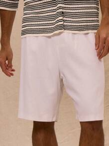 Musero Longline Woven Button Up Shorts Spring Summer - White - View 5