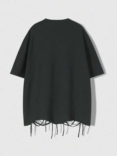 Grunge Punk Camiseta para hombre con estampado de estrella de cinco puntas y figura desgastada, adecuada para uso diario, primavera/verano