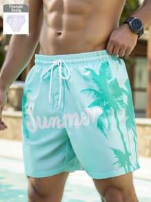 Surfspeed Men's Casual Solid Beach Shorts, Fashionable & Comfortable For Daily Wear Man Swim Trunks - Green - View 1