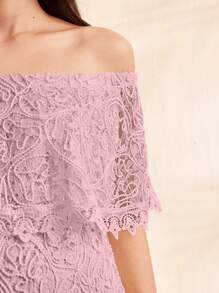 SHEIN Maternity Off-Shoulder Daily Dress - Pink - View 6