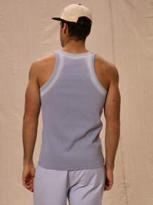 Musero Contrast Binding Ribbed Tank Top Spring Vacation Summer - Baby Blue - View 3