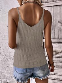 Breezaya Women's Solid Color Camisole Minimalist Fashionable Knit Top, Suitable For Summer - Camel - View 2