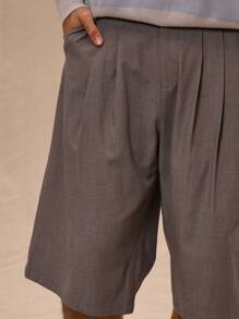 Musero Pleated Tailored Longline Shorts Spring Summer Smart Casual - Grey - View 5