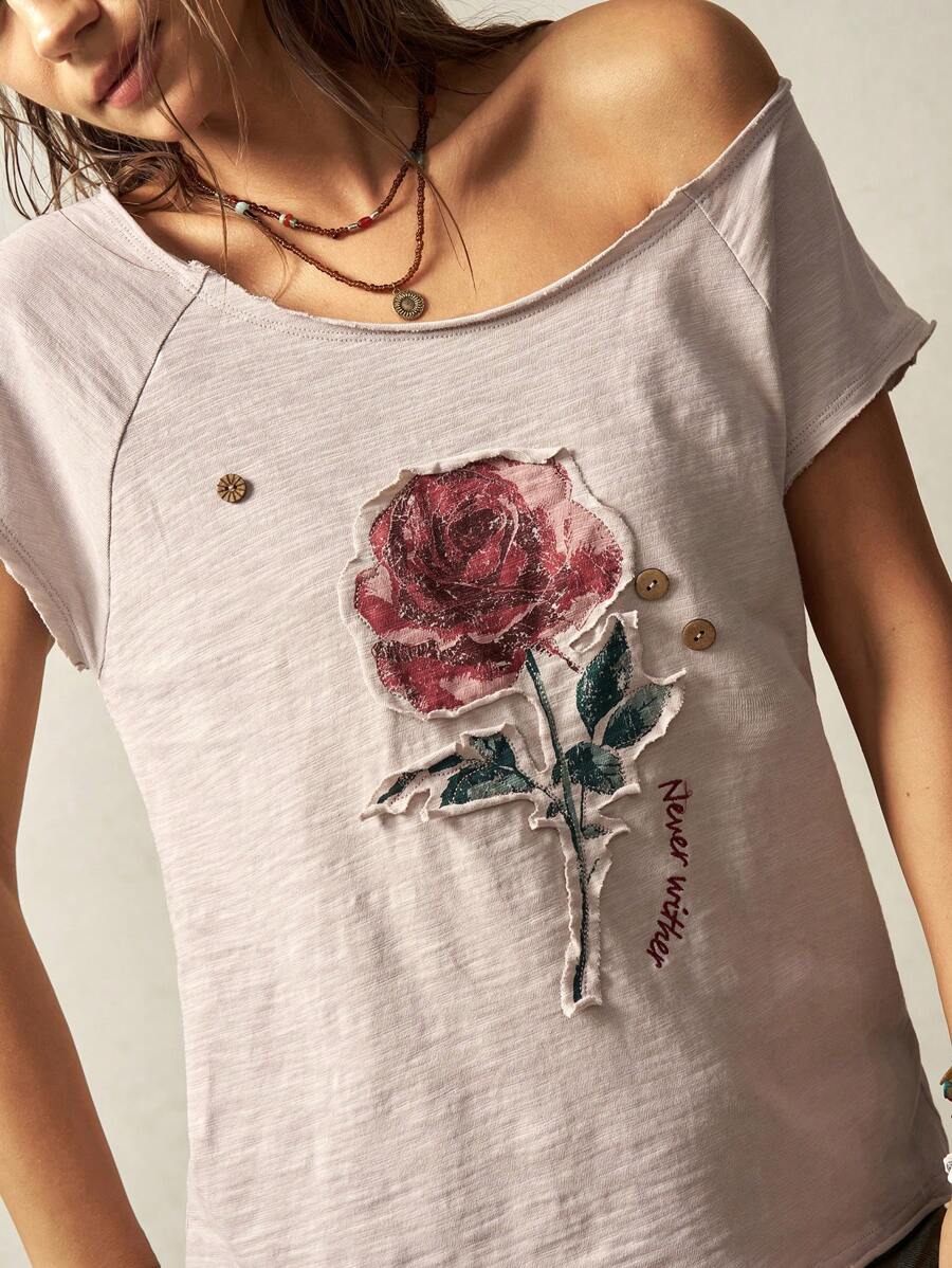 Bohemela Camiseta holgada de manga corta y cuello redondo de punto de unicolor de verano para mujer - Rosa Pálido - Ver 1