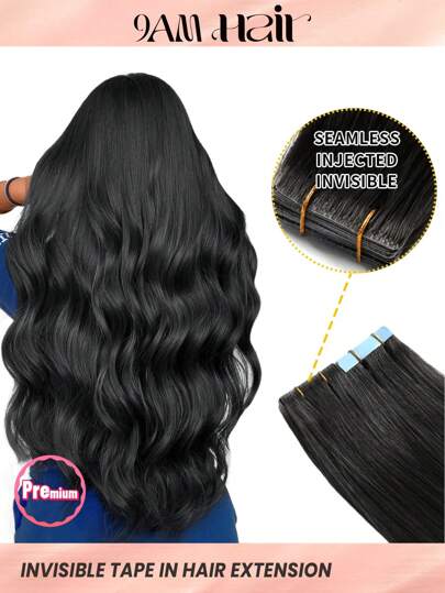 Seamless Injected Hand-Tied Pro Quality Virgin Human Hair Invisible Tape In Hair Extensions Human Hair Natural Black 50G Straight Tape Ins Tape In Hair Tape Ins Hair Extensions