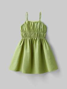 Ontre Lockeres, lässiges, strukturiertes Camisole Kleid für Tween-Mädchen - Aprikosenfarben - Übersicht 1