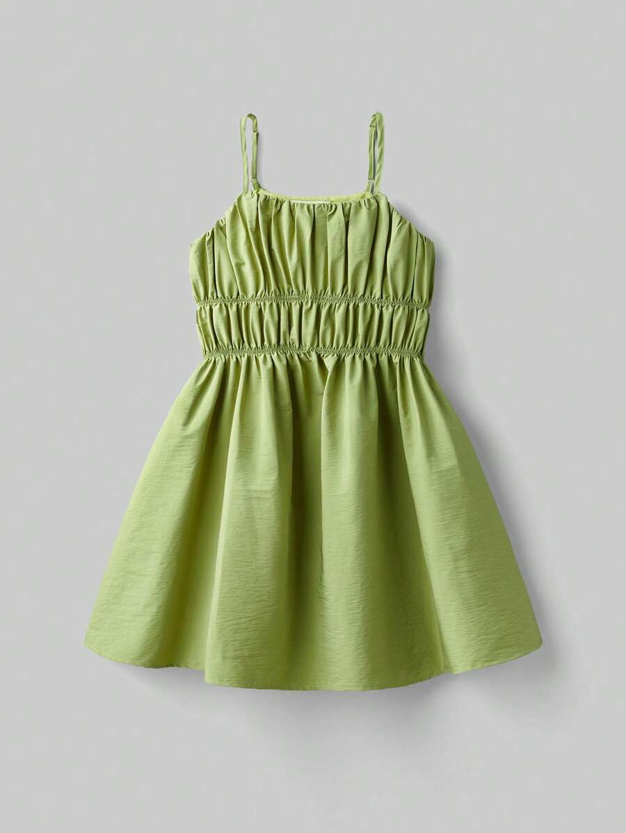 Ontre Lockeres, lässiges, strukturiertes Camisole Kleid für Tween-Mädchen - Aprikosenfarben - Übersicht 1