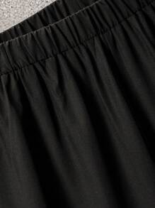 SHEIN LUNE 2pcs/Set Plus Size Women Batwing Sleeve Printed Blouse And Wide Leg Pants Set - Black - View 7