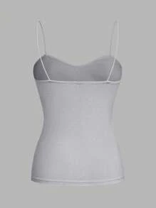SHEIN EZwear Set de 4 camisetas de tirantes finos estilo ajustado, disponibles en negro, vino tinto, gris y blanco, apropiadas para la primavera y el verano - Multicolor - Ver 8