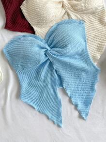 Soleia 3 Stücke Damen Ensemble mit Wein Rot, Apricot & Schwarz Strick Jacquard Muster mit verdrehter Vorderseite, asymmetrischem Rüschensaum und bequemem Top - Verschiedenfarbig - Übersicht 4