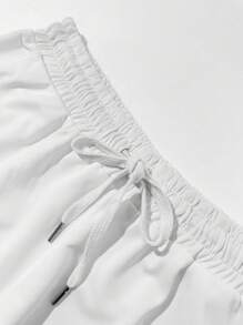 Manfinity Roghcode Men's Tank Top And Shorts Set, Minimalist Style Suitable For Summer Men Shorts 2 Pieces Set Men 2 Pieces Short Sets Men Shorts 2 Pieces Set Men Two Pieces Set Summer - White - View 4