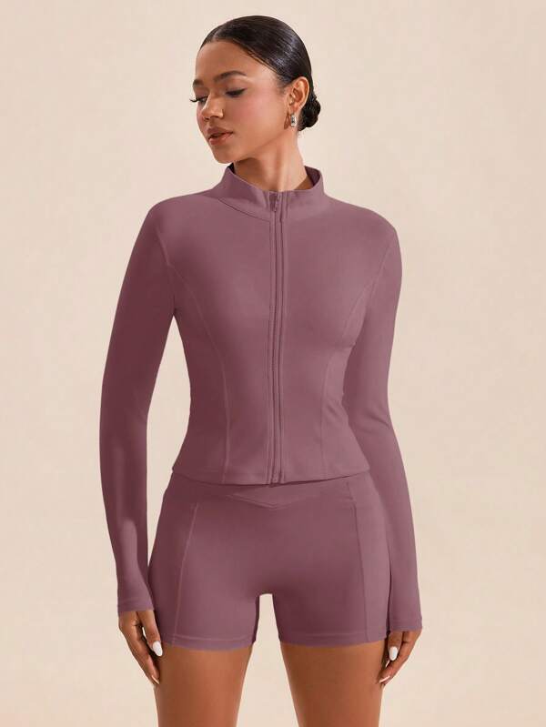 VARSITIE Conjuntos deportivos de mujer de cuello alto y mangas largas ajustados