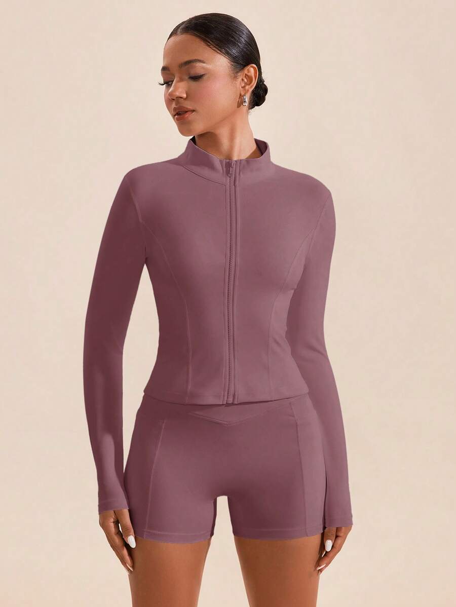 VARSIVA 高领长袖紧身女式运动套装 - 紫色 - 查看 1