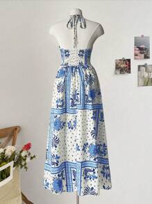 Breezaya Floral Print V-Neck Dress For Women - Multicolor - View 2