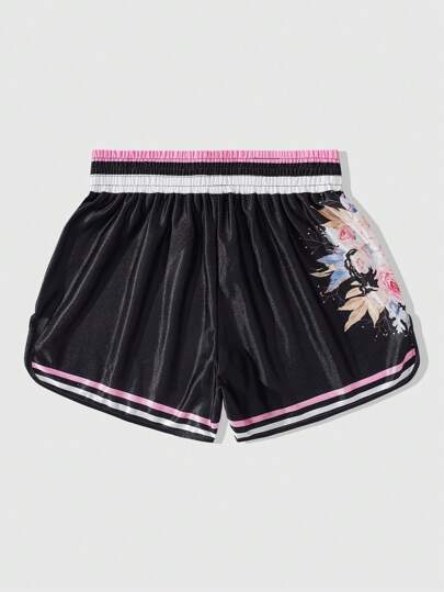 Prep Pantalones cortos de boxeo con estampado de letras para hombre, pantalones cortos deportivos de baloncesto