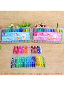 1 Set 24 Farben Malstift Drehstift, Kinderhände bleiben sauber, Kindergarten Farbpinsel, Schüler Ölkreide Malset, Kinderkünstlerische Malutensilien (Verpackung zufällig), Malset, Kinderkunst und Handwerk, Malstift, Kunst- und Handwerksutensilien für Kinder, Kunstmaterialienset - Verschiedenfarbig - Übersicht 7