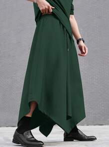 Manfinity Roghcode Men's Loose Asymmetrical Hem Wide-Leg Pants - Green - View 7