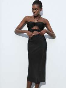 Maija Nouvelle robe d'été multifonctionnelle 2025 de style Top de gamme simple avec un design vintage à lacets style soutien-gorge en métal argenté perlé ajouré. Convient pour les sorties, les fêtes, les mariages, la remise des diplômes. Idéale pour les vacances à la plage ou en ville.