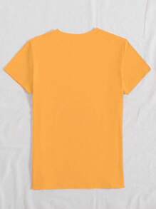 SHEIN LUNE Plus Size Summer Casual Floral Print Short Sleeve T-Shirt - Yellow - View 2