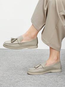 CUCCOO BIZCHIC Women's Patchwork Fringe Fashion Casual Daily Wear Slip-On Flats Spring Shoes Spring Break EasterSpring Summer New Shoes Vacation Women Wedding Shoes Easi For Easter - Beige - View 3