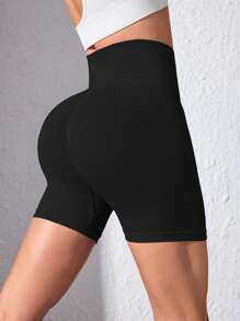 Easithlete 高腰无缝扎染纯色运动短裤骑行短裤 - 彩色 - 查看 3