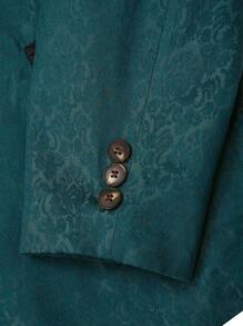 Calvornis Conjunto de chaqueta y pantalones de traje de color contrastante de manga larga para hombre - Verde Oscuro - Ver 2