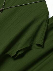 Rusticease 2pcs Women Solid Color Holiday Casual Shirt And Pants Set,Summer Sets - Green - View 3