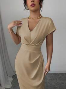 Rafferiza High-End Exquisite French Elegant & Charming Lady Dress - Khaki - View 7