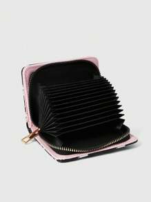 ROMWE Grunge Punk Goth Punk Skull Full Print Multi-Function Zipper Card Case With Bifold Wallet Compartment - Black - View 4