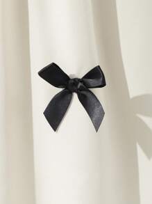 SHEIN Tween Girls' Bow Decor Round Neck Short Puff Sleeve Cute Dress, Filipiniana Terno - Multicolor - View 4