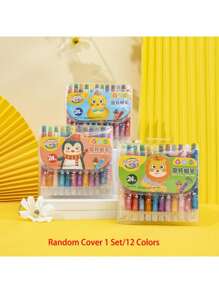 1 Set 24 Farben Malstift Drehstift, Kinderhände bleiben sauber, Kindergarten Farbpinsel, Schüler Ölkreide Malset, Kinderkünstlerische Malutensilien (Verpackung zufällig), Malset, Kinderkunst und Handwerk, Malstift, Kunst- und Handwerksutensilien für Kinder, Kunstmaterialienset - Verschiedenfarbig - Übersicht 15