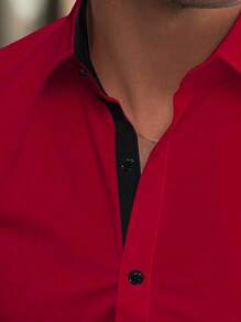 Manfinity Mode Men's Casual Simple Front Button Short Sleeve Shirt, Summer