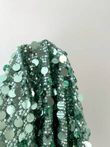 Elamini 女士纯色亮片露背交叉带魅力迷你连衣裙