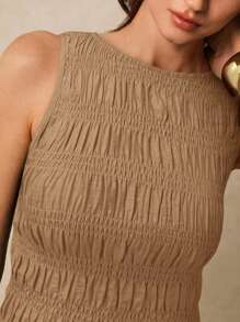 Poéselle 女士夏季休闲纯色吊带背心 - 棕色 - 查看 7