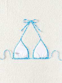 Swim Vcay 2025 女士豹纹吊带比基尼上衣，简约时尚，适合夏季