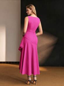 MOTF Soiréza ASYMMETRICAL RUFFLE HEM SLEEVELESS DRESS