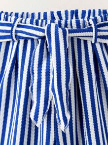 SHEIN Young Girl Striped Knit Pants, Summer, Casual Versatile Outgoing, Holiday - Multicolor - View 8