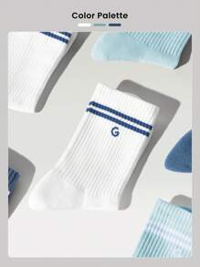 GLOWMODE 3 Paar Baumwoll Vintage gestreifte Socken, weich und belüftet durch Meshgewebe mit Jacquard Logo, für Training, Alltag und Lässig