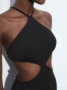 Maija 2025 Summer New Backless Crisscross Strap Design Sea Shell Metal Decor Buckle Dress, Retro Vintage Style Suitable For Home, Office, Music Fest, Beach Vacation, Casual, Romantic, Sexy, Elegant Party, Wedding Guest, Graduation, Women Easter Off The Shoulder Top